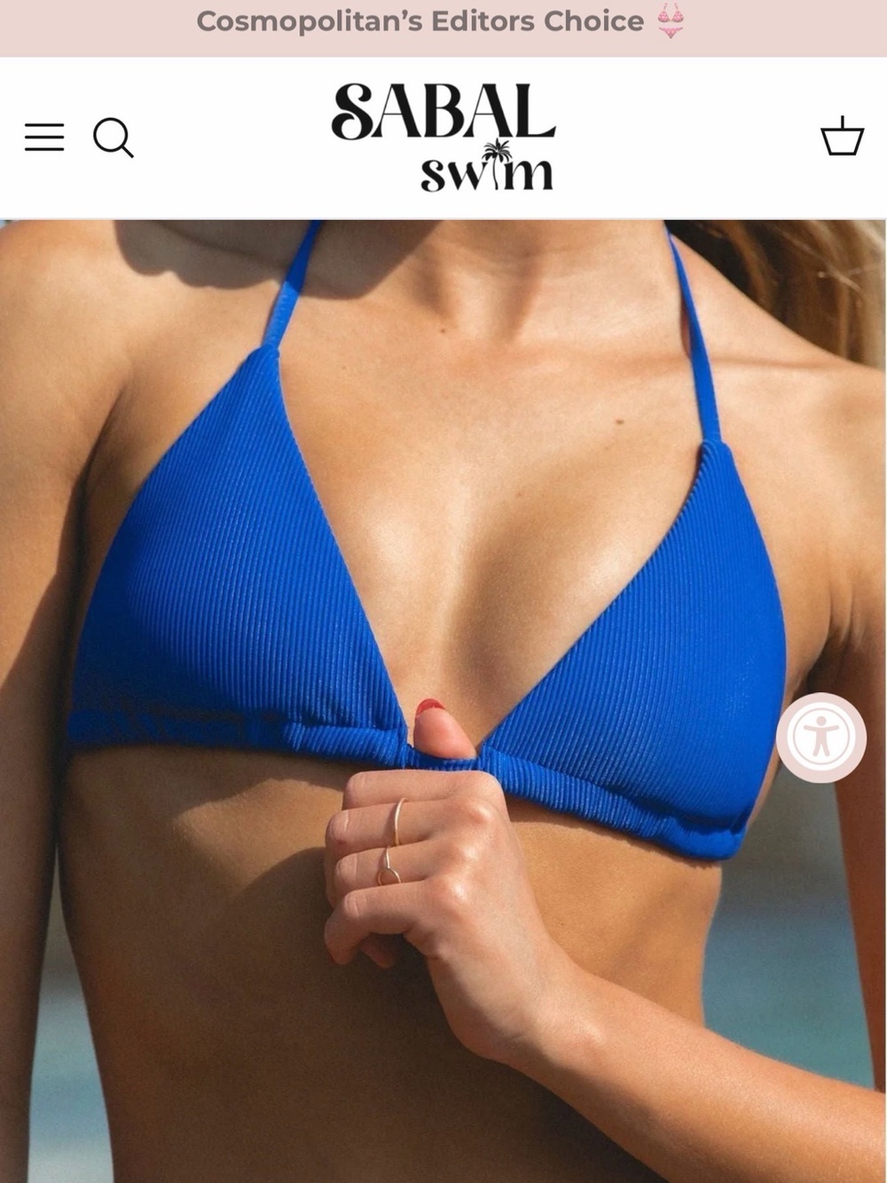 SABAL SWIM  Triangle Bikini top Sz Lg with blue & white bikini bottoms